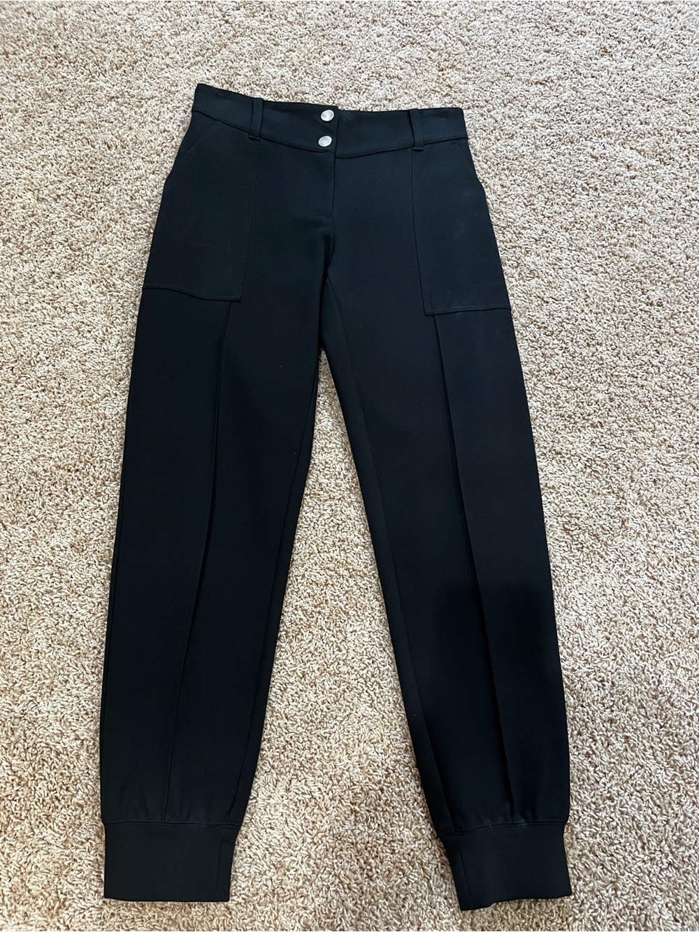 Derek Lam 10 Crosby XS Black Tailored Jogger Pants with Front Patch Pockets